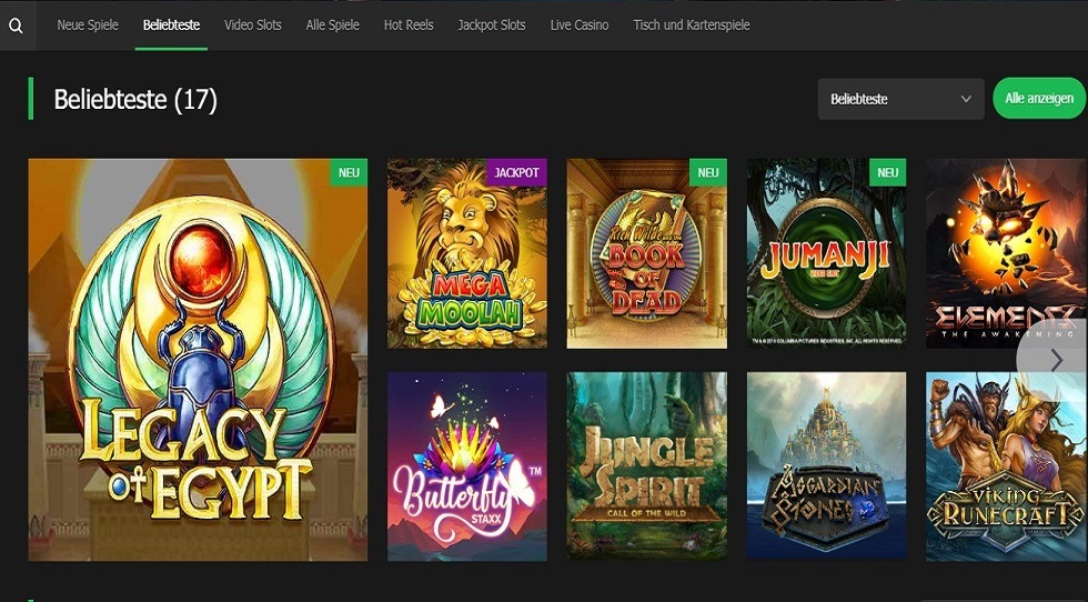 In der folgenden Gaming Liste die aktuell beliebtesten Casinospiele